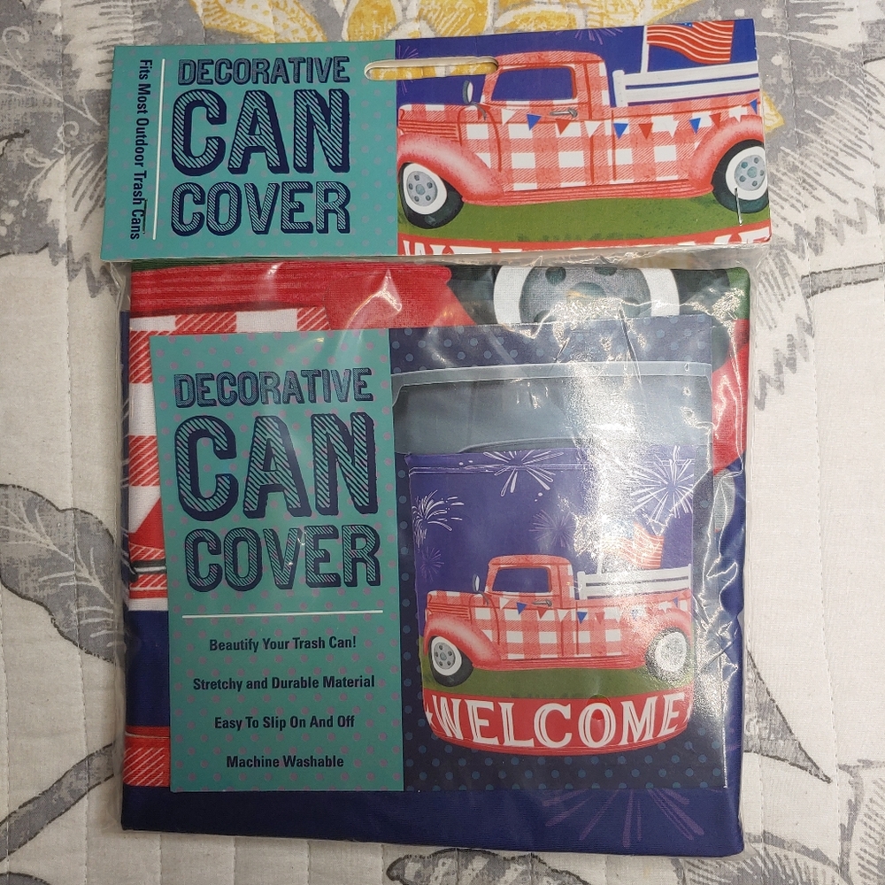 Decorative Patriotic Truck Trash Can Cover